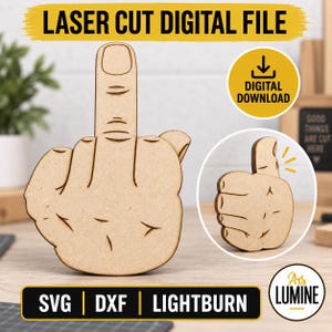 Mekanisk långfinger – SVG DXF LightBurn laserskärningsfil, 3 mm träprojekt