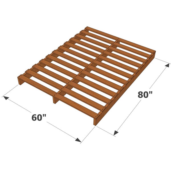 Platform Bed Build Plan | Queen Size Platform Bed Plan, Minimalist Wooden Bed