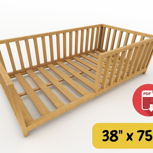 Montessori bed plan, Montessori twin bed plans, DIY Twin Size Wooden Bed Frame Plan