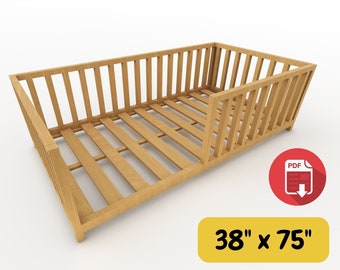 Montessori bed plan, Montessori twin bed plans, DIY Twin Size Wooden Bed Frame Plan