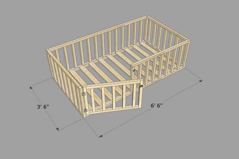Montessori Floor Bed Plan, Twin Size Toddler Floor Bed gated Etsy