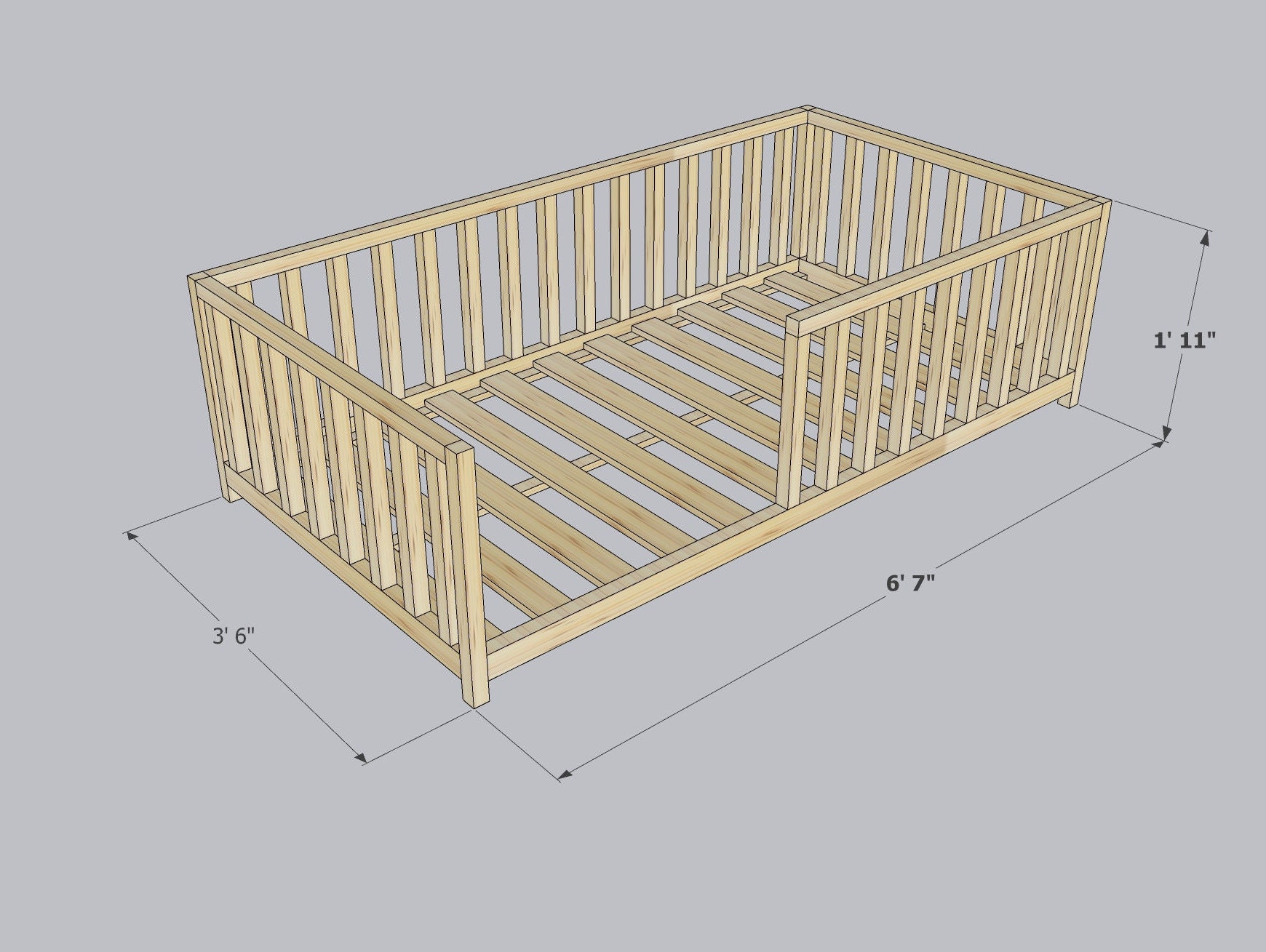 Montessori Bed Plan, Montessori Twin Bed Plans, DIY Twin Size Wooden