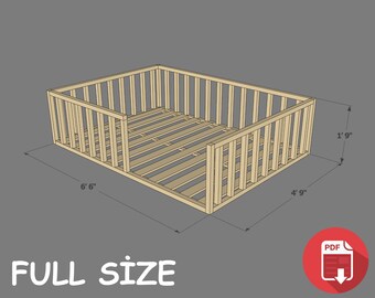 Full Size Montessori Floor Bed Digital Plan,  DIY Montessori Floor Bed - PDF
