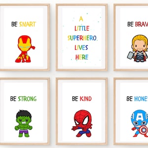 Avengers Superhelden Drucke, 6er Set, Kinderzimmer Wandkunst