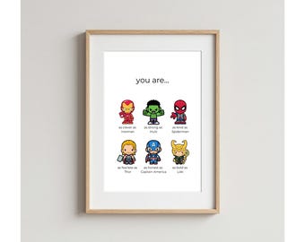 Printable Superhero Wall Art for Kids, Nursery & Bedroom Decor, Little Hero Print