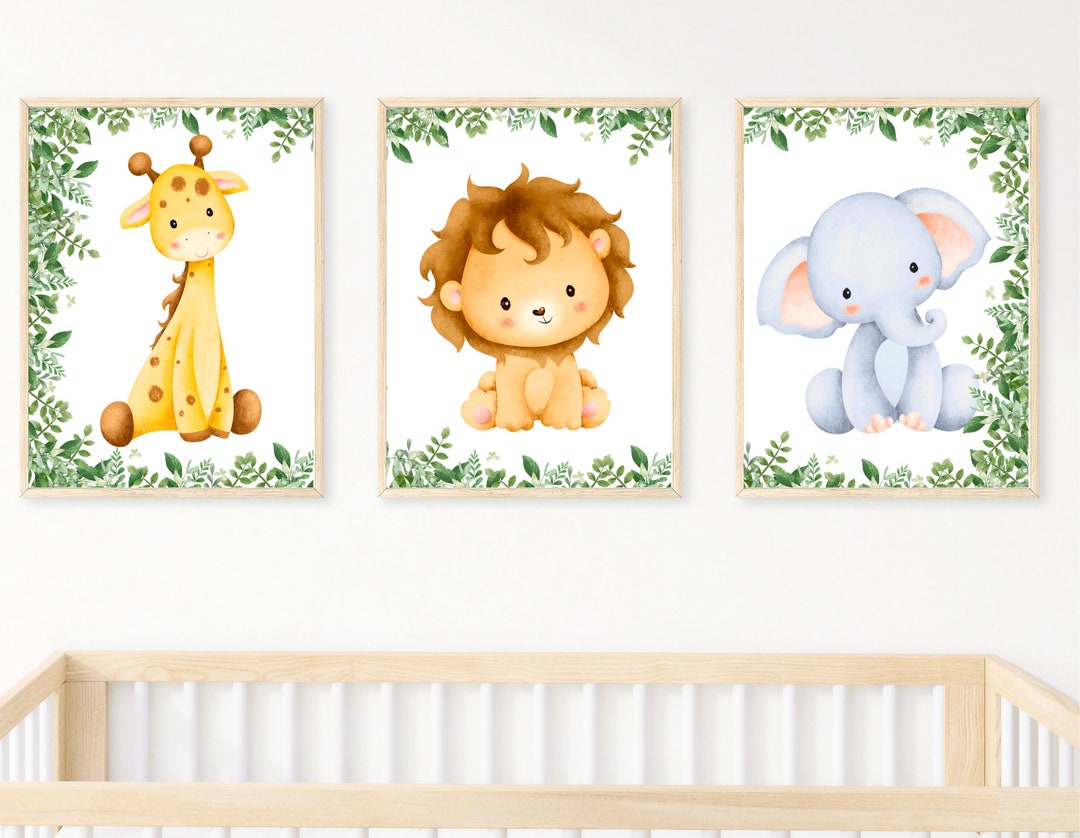 Safari Nursery , Set of 3, Jungle Animals Wall Art, Watercolour Animal ...