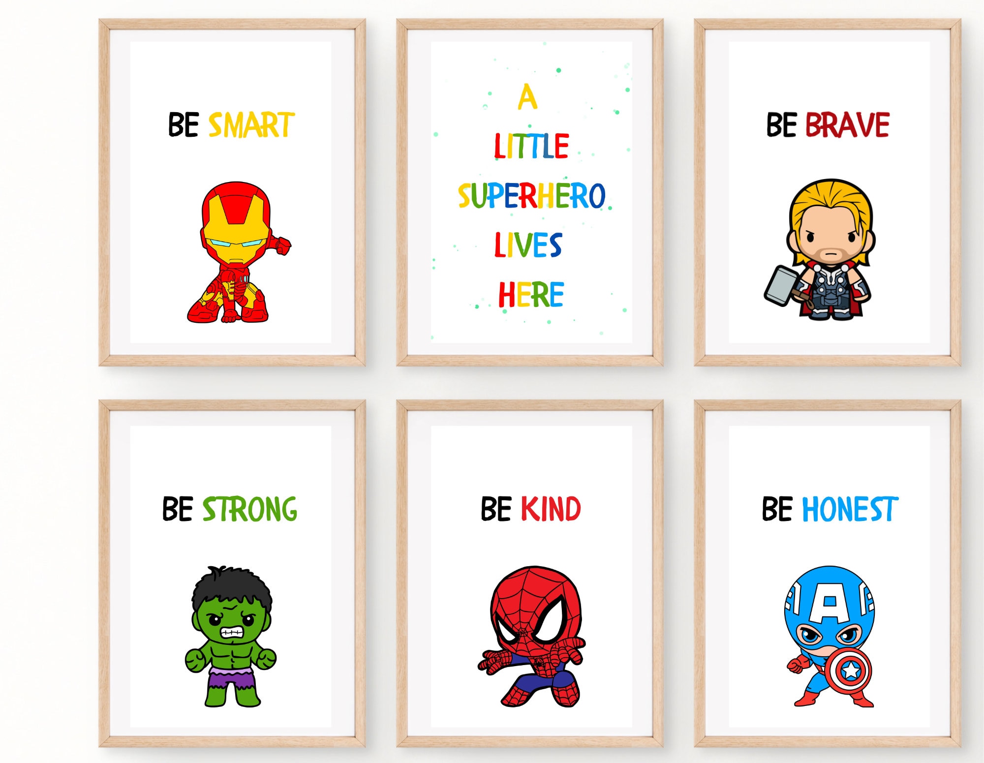 Superhero Kids Room Prints, Nursery Decor (set of 6) (digital Download ...