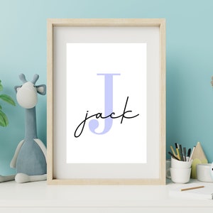 Impresión inicial personalizada, arte de pared de letras, decoración de guardería y oficina, arte de pared minimalista