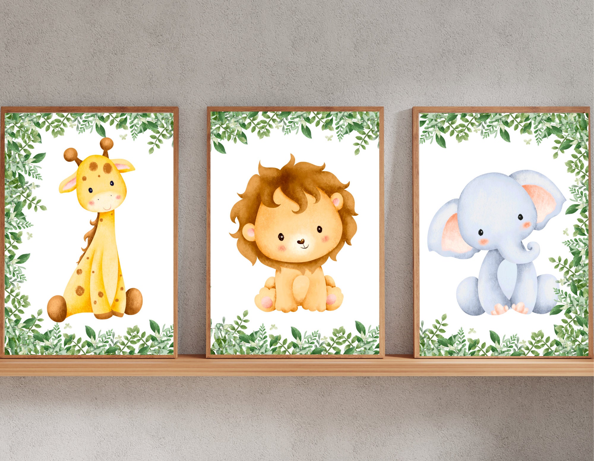 Safari Nursery Set of 3 Jungle Animals Wall Art - Etsy