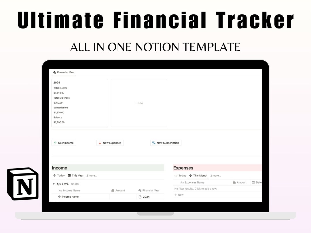 Notion Template Personal Finance Tracker Budget Tracker, Income and ...
