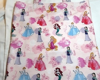 Handmade Lined Disney Character Tote Bag - Little Mermaid, Cinderella, Mulan, Aurora and Rapunzel.