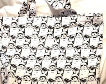 Ręcznie robiona torba typu tote Star Wars Storm Trooper (z podszewką) wykonana z licencjonowanej tkaniny dla osób w każdym wieku