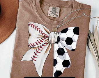 Baseball Soccer Split Bow Png Coquette Game Day Gift Mom of Both Png Shirt Design Girly Baseball Soccer Season Png Sport Grandma Sister Gift