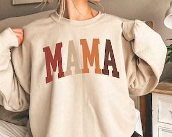 Fall Varsity Mama Sweatshirt Cute Mom Sweater New Mom Present Cozy Mothers Day Jumper Crewneck Gift for Mom Trendy Fall Colors Mama Shirt