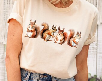 Squirrel Tshirt Animal Lover Tee Cute Shirt for Squirrel Fans Funny Squirrel Wildlife Graphic Tee Nature Lover Top Unisex Squirrel Apparel