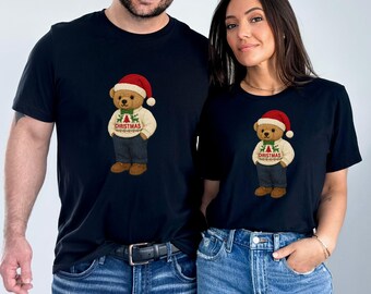 Christmas Bear Tshirt Preppy Bear Shirt Festive Winter Bear Tee Cute Ugly Sweater Shirt Bear Lover Gift Holiday Party Tshirt Cozy Xmas Top