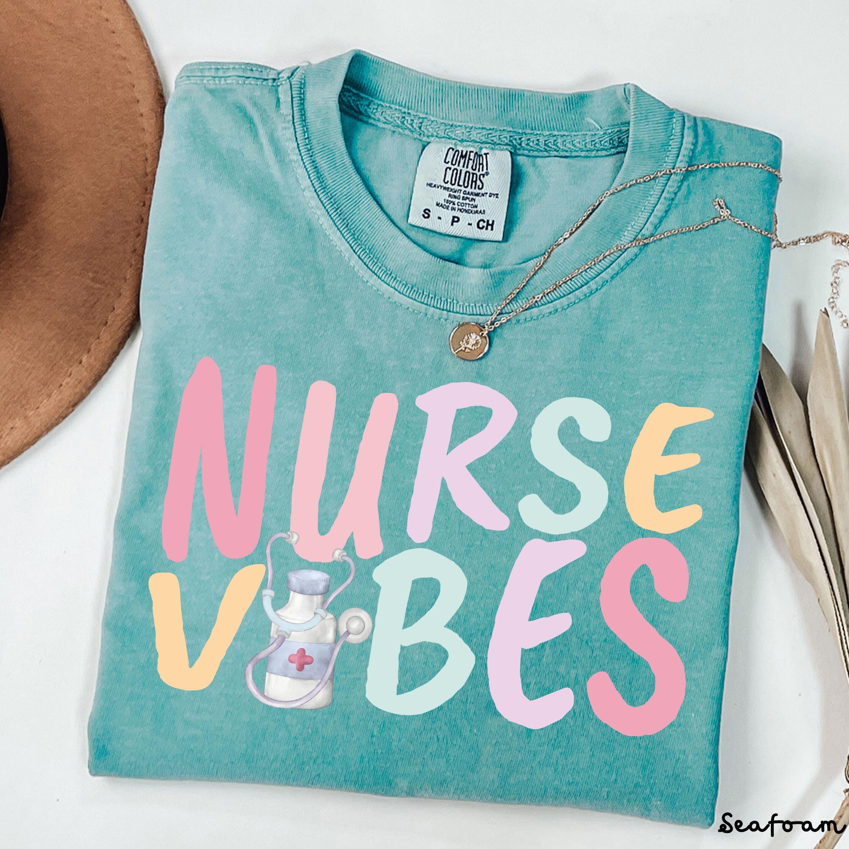 Nurse Vibes Shirt Comfort Colors Retro Pastel Nurse T-Shirt, Cute Nurse Gift, RN LPN Aesthetic Tee, Medical Staff Summer Shirt Nursing Life