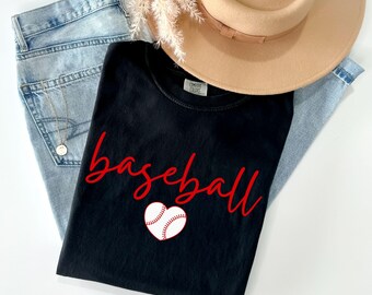 Baseball Heart Shirt Comfort Colors Baseball Mom Tee Base Ball Player Game Day Fan Tshirt Sports Fan Gifts Baseball Grandma Tis the Season