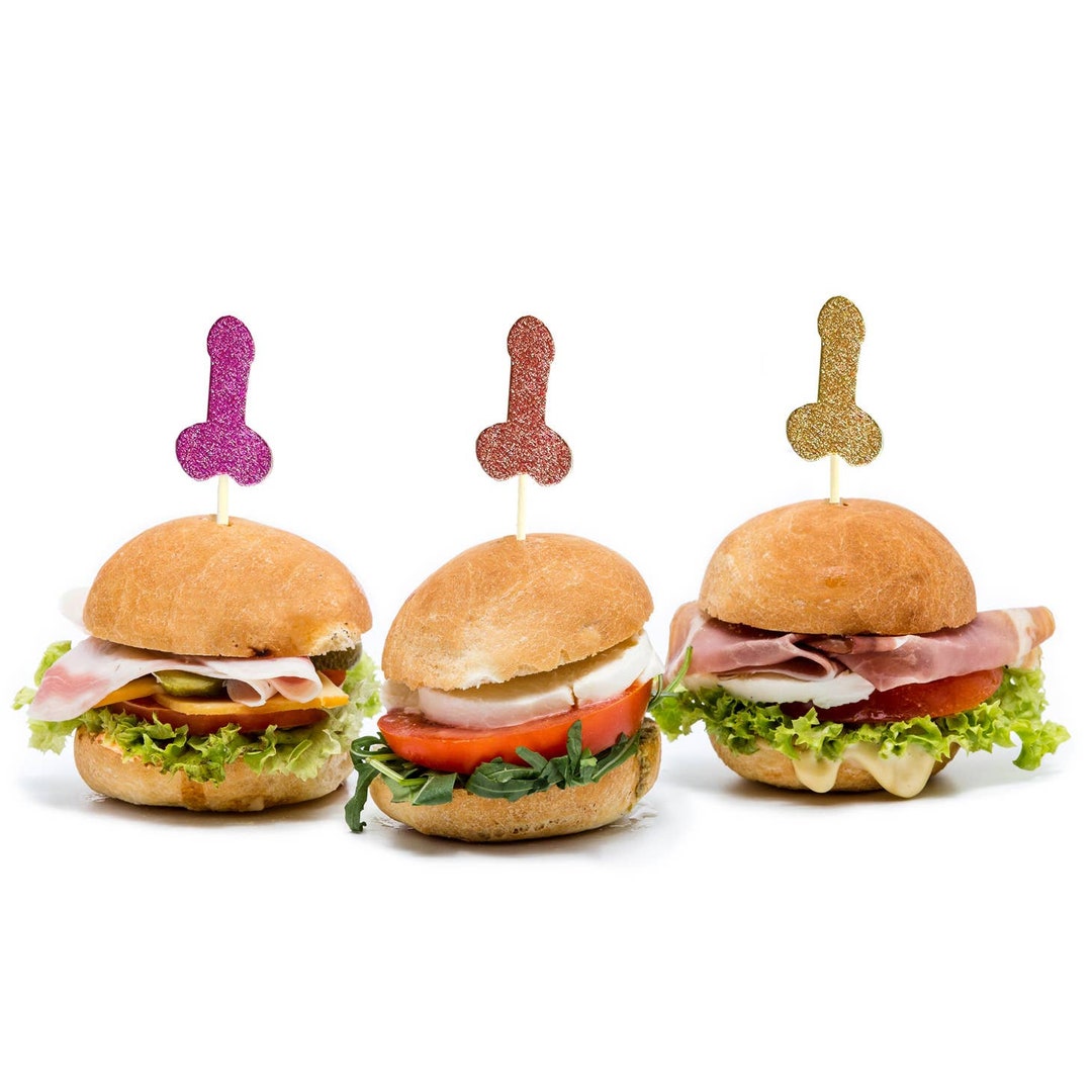 24 Pack Glitter Penis Toppers | Bachelorette Party Decorations ...