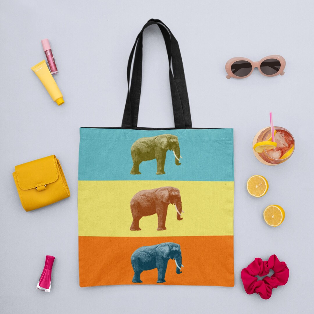 Retro Elephant Tote Bag Shoulder Bag Retro Book Bag Animal Art Bag ...