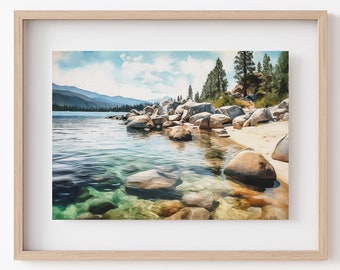 Impresión del lago de las Montañas Rocosas: Decoración de cabaña de verano (Descarga digital)