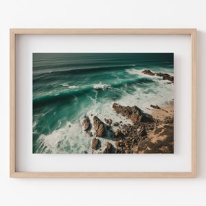 Digital Printable, Aerial Ocean Print, digital oil paint, home decor, wall art, instant download, Summer Ocean Beach Poster, Coastal Decor