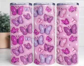 Puffy Butterfly Tumbler Wrap: 20oz Skinny PNG (Digital Download)