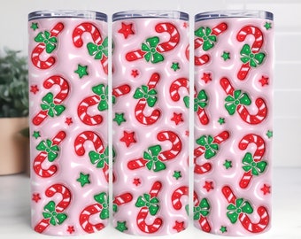 Envoltura para vaso de bastón de caramelo: Diseño de vaso delgado de 20 oz (descarga digital PNG)