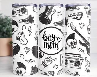 Boy Mom Doodle Tumbler Wrap: 20oz 30oz PNG (Digital File)