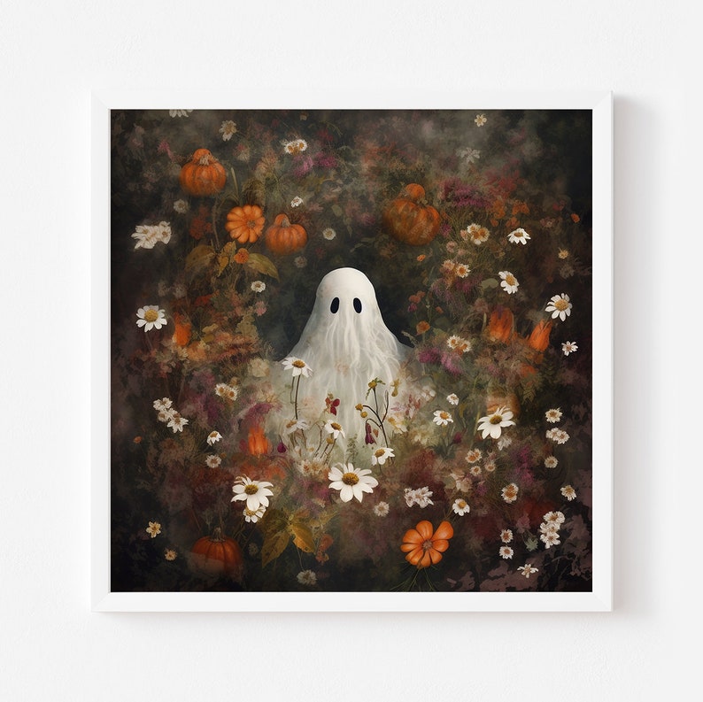 DIGITAL PRINTABLE, Spooky Cute Watercolor Fall Ghost With Flowers ...