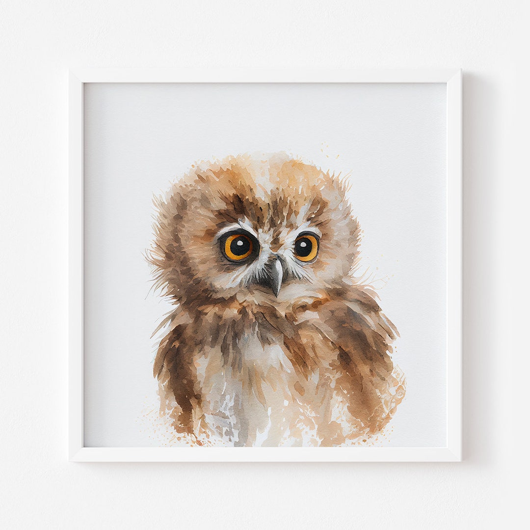 DIGITAL PRINTABLE, Cute Baby OWL Watercolor Artwork - Etsy