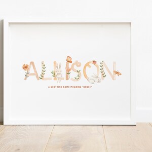 DIGITAL PRINTABLE Baby Name Allison Kinderzimmer Kunst, Baby Namen Bedeutung