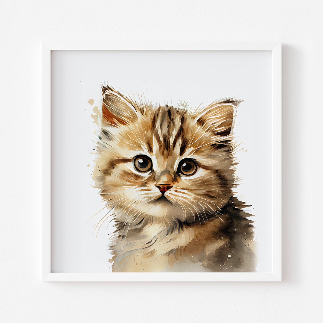 DIGITAL PRINTABLE, Cute Kitten Watercolor Artwork - Etsy