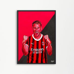 Santiago Gimenez AC Milan Football Striker Soccer Player Mexico | Printable Digital Downloadable | SKYLLART PRINTS