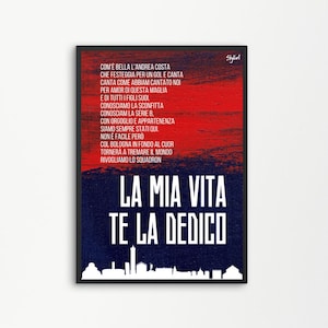 Bologna FC La mia Vita te la Dedico Tifosi Fans Ultras Coro Canzone Poster Print | Printable Digital Downloadable | SKYLLART PRINTS