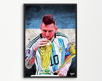 Messi Leo Argentina Forward Footballer Argentina World Cup Qatar 2022 | Printable Digital Downloadable | SKILLART PRINTS