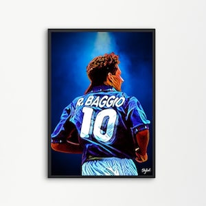 Roberto Baggio Forward Italian National Footballer Divin Codino | Printable Digital Downloadable | SKYLLART PRINTS
