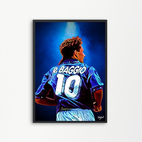 Roberto Baggio Forward Italian National Footballer Divin Codino | Printable Digital Downloadable | SKYLLART PRINTS