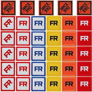 35-Piece FR Iron-On Replacement Patch Set – Identifies FR Clothing
