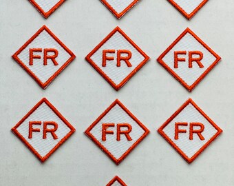 5 FR Patches Tags 1.75 Fire Resistant Retardant FRC White Iron on