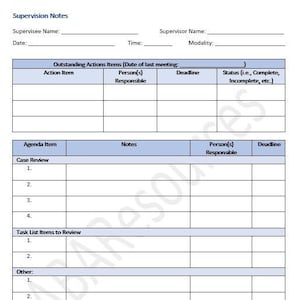 Bcba Supervision Note Template - Etsy