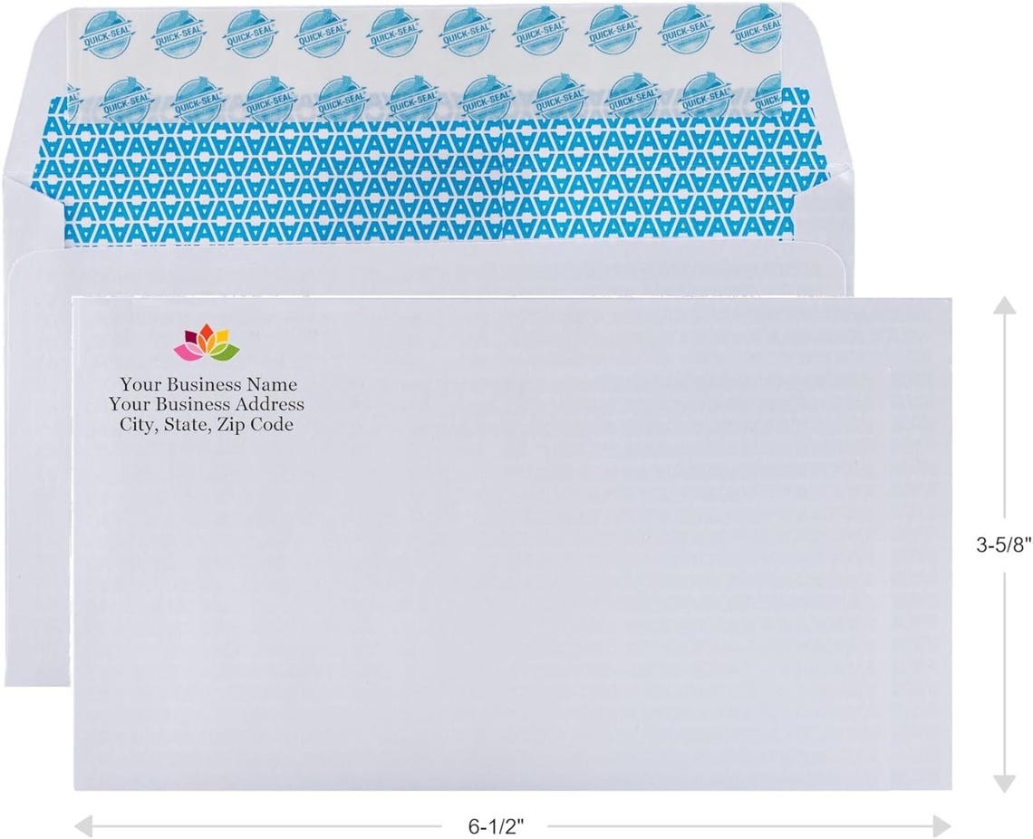 Custom Printed Security Envelopes, 600#6 Personalized Envelope With ...