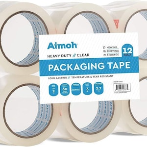 Packaging Tape, Heavy Duty Packing Tape, 12 Clear Packaging Tape for Moving, Strong Adhesive Tape, Ideal for Boxes, High-Quality Tape