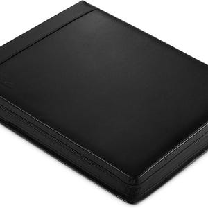 Leather Binder, 7 Ring Check Binder Portfolio, PU Leather Binder with Zippered Closure, Elegant Binder, Document & Card Organizer