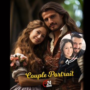 Personalisiertes Paar-Portrait - Personalisiertes Liebes-Kunstwerk - Romantisches Paar-Portrait - Benutzerdefiniertes Familien-Portrait