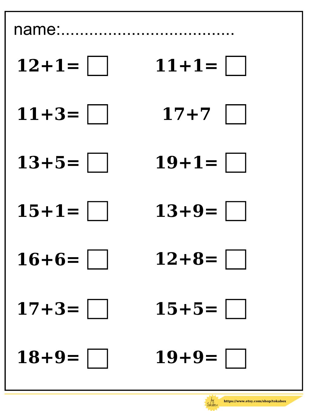 Math Worksheets 10 Page Printable Instant Download Addition Subtraction ...