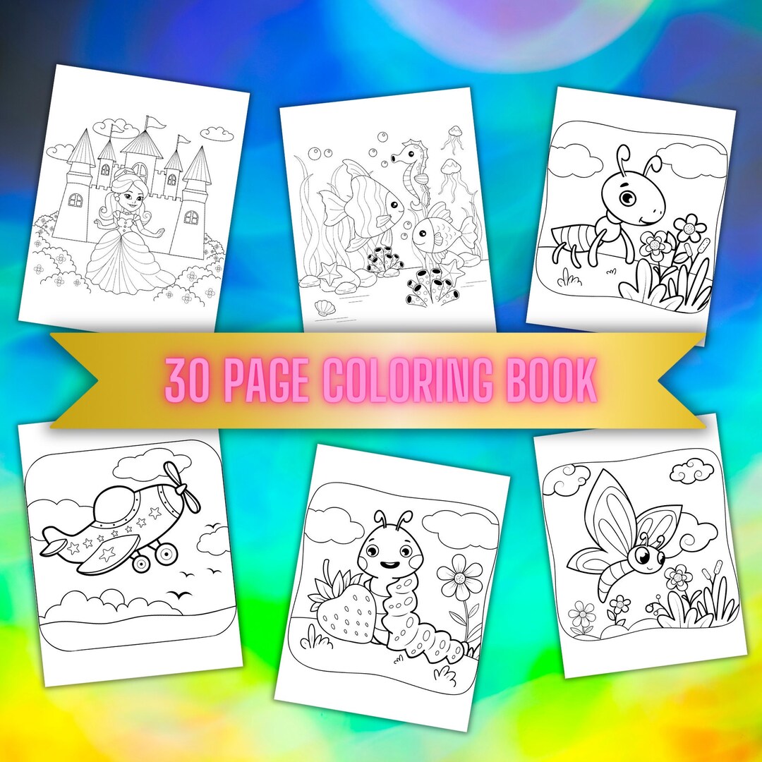 Printable Cute Coloring Pages for Kids 30 Coloring Pages for - Etsy