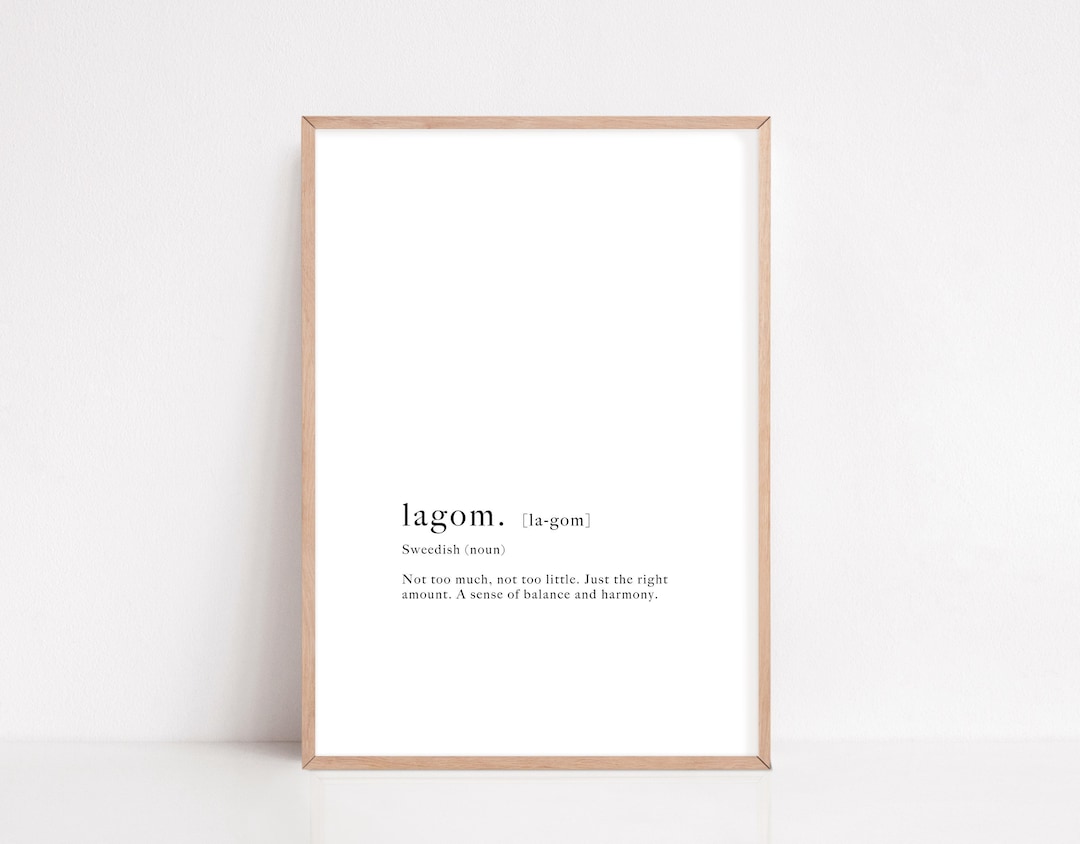 Lagom Poster Typography Printable Definition Poster Typography Wall Art