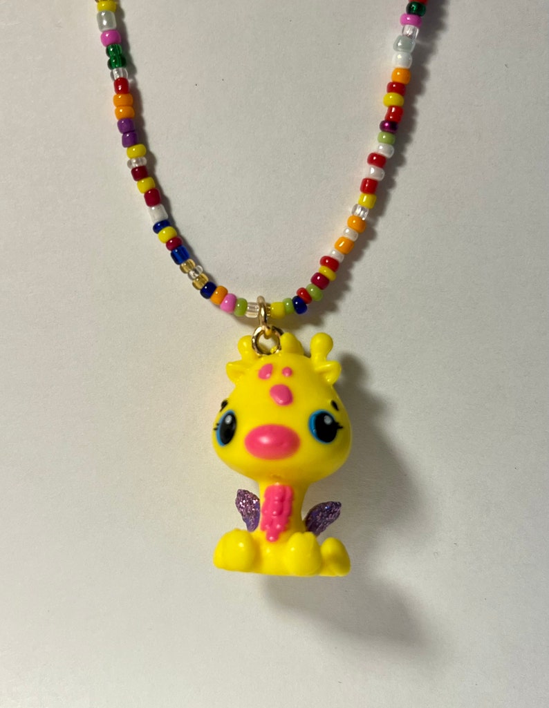 Y2K Beaded Necklace With Toy Charm Etsy