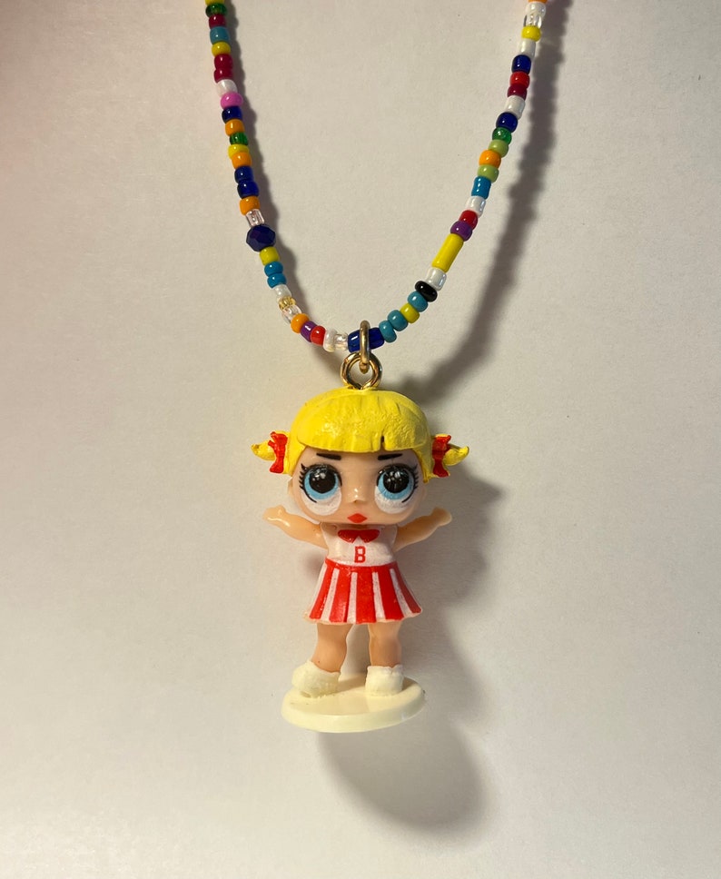 Y2K Beaded Necklace With Toy Charm Etsy